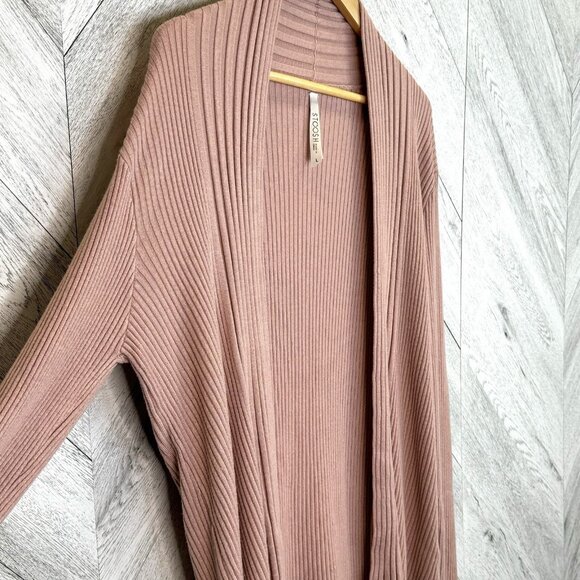 Stoosh Cardigan Sweater Womens Size Large Light Pink Soft Long Sleeve Open Front - Picture 2 of 5